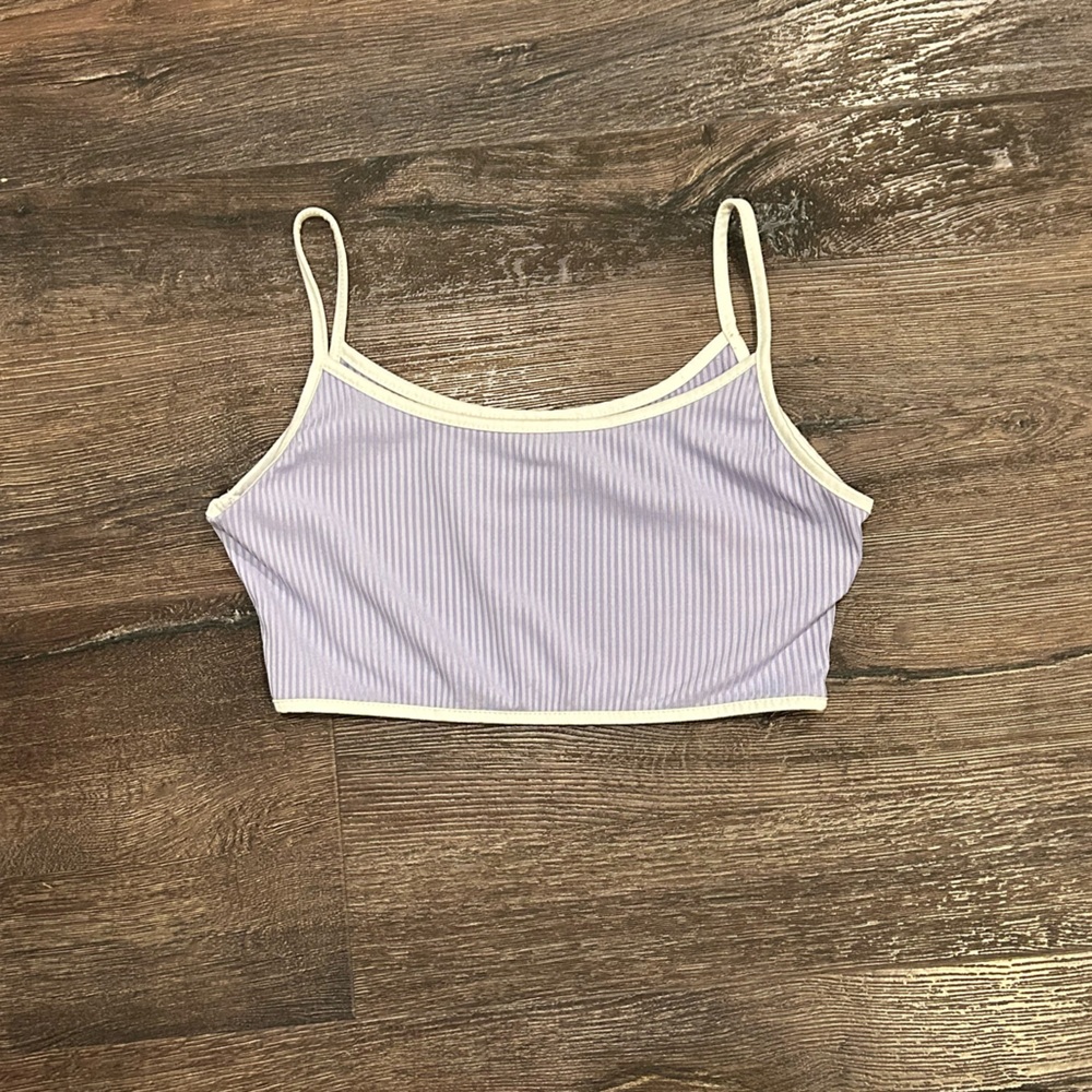 Purple Ribbed Crop Top - Picture 2 of 3
